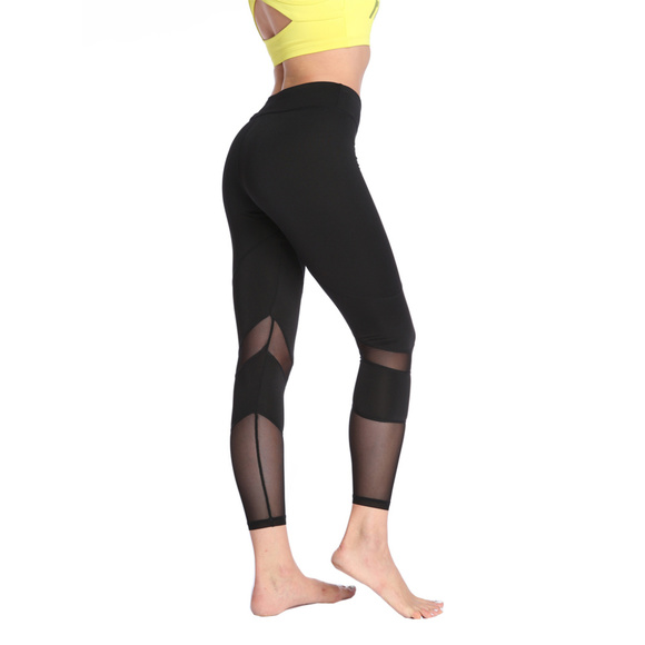 Long Length Mesh Panel Athletic Pant Tight - Picture 1 of 4
